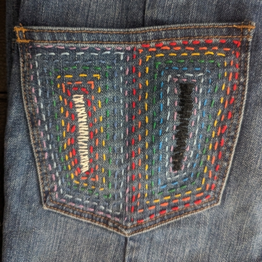 Madewell Cali demi boot seam back embroidered jeans 25 unique!
